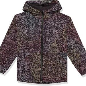 NEW Girl's Happy Nation Anorak Jacket Black Logo Large